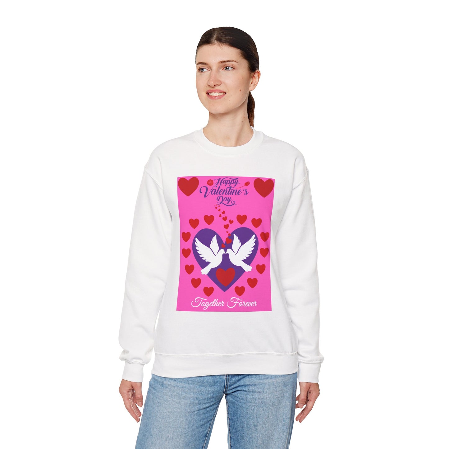 Together Forever Dove & Hearts Valentine's Day Crewneck Sweatshirt