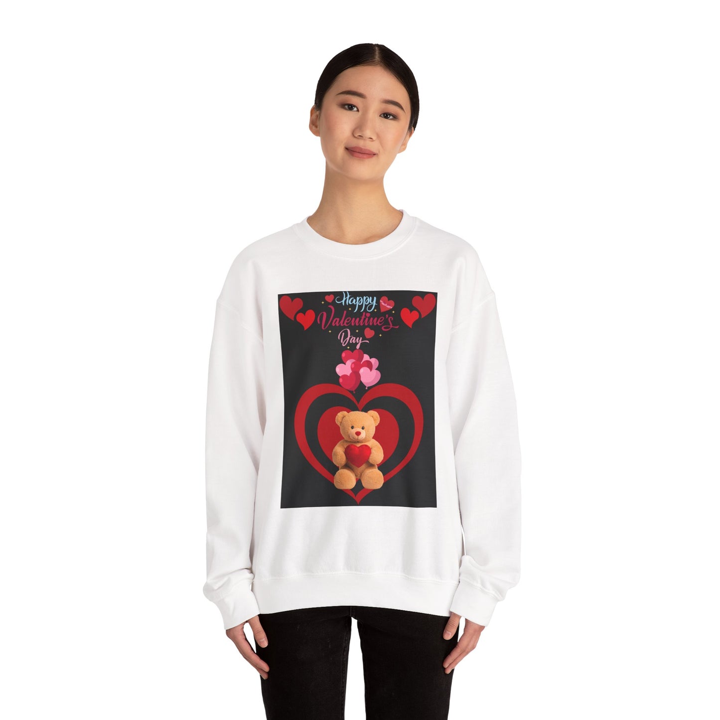 Valentine Teddy Heart Crewneck Sweatshirt