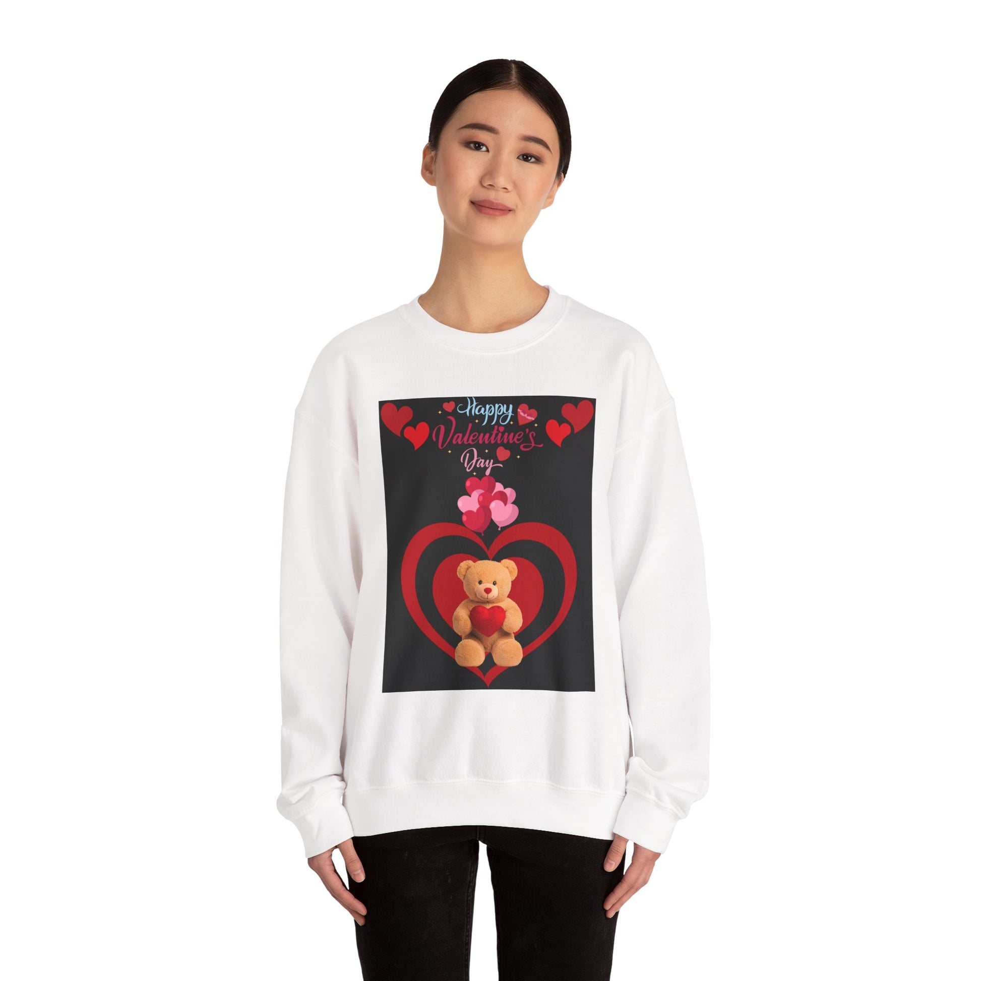 Valentine Teddy Heart Crewneck Sweatshirt