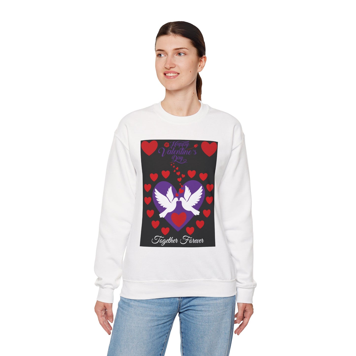 Valentine Dove Heart Crewneck Sweatshirt – "Together Forever" Love Design