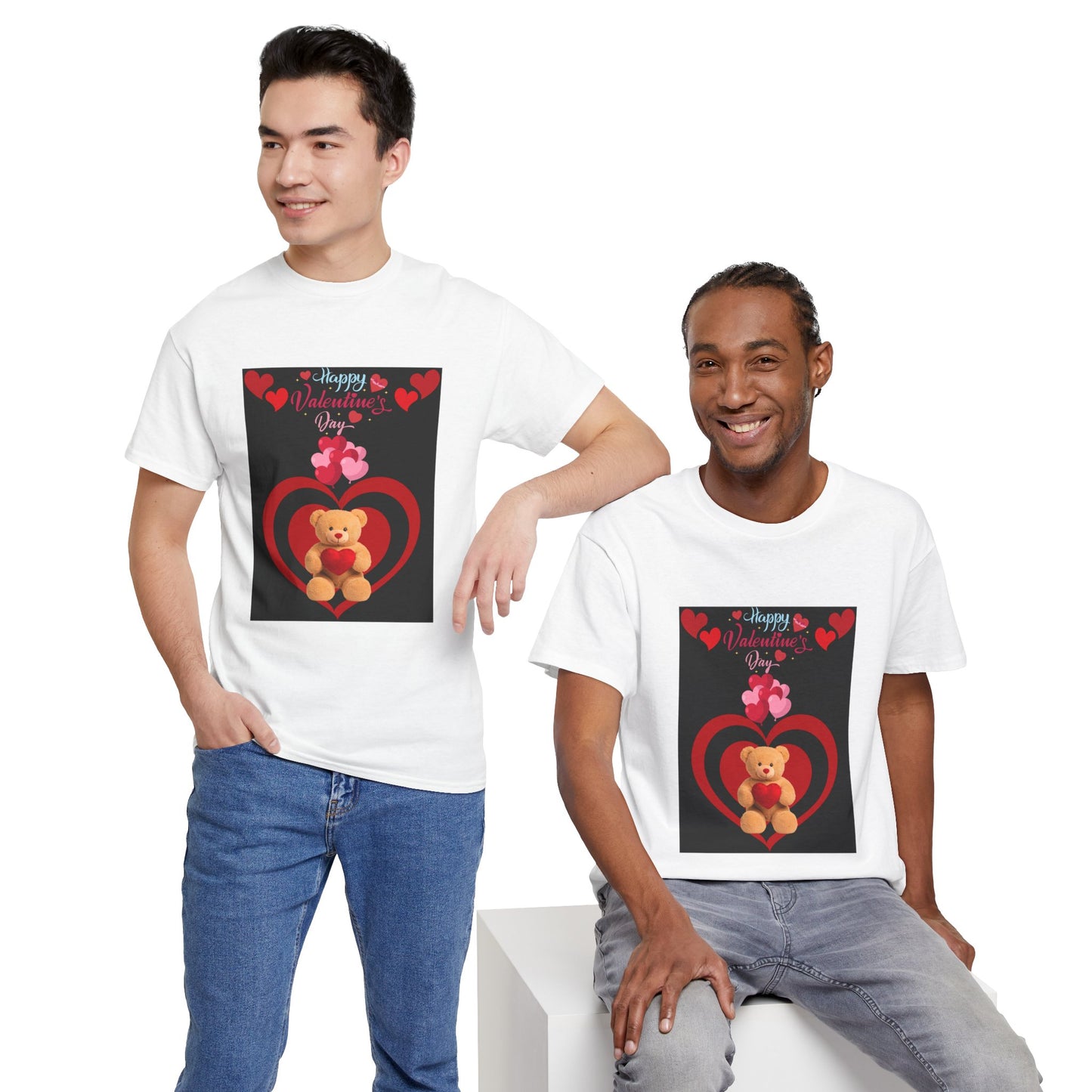 Valentine Teddy Bear Tee - Happy Valentine's Day Heart Graphic T-Shirt
