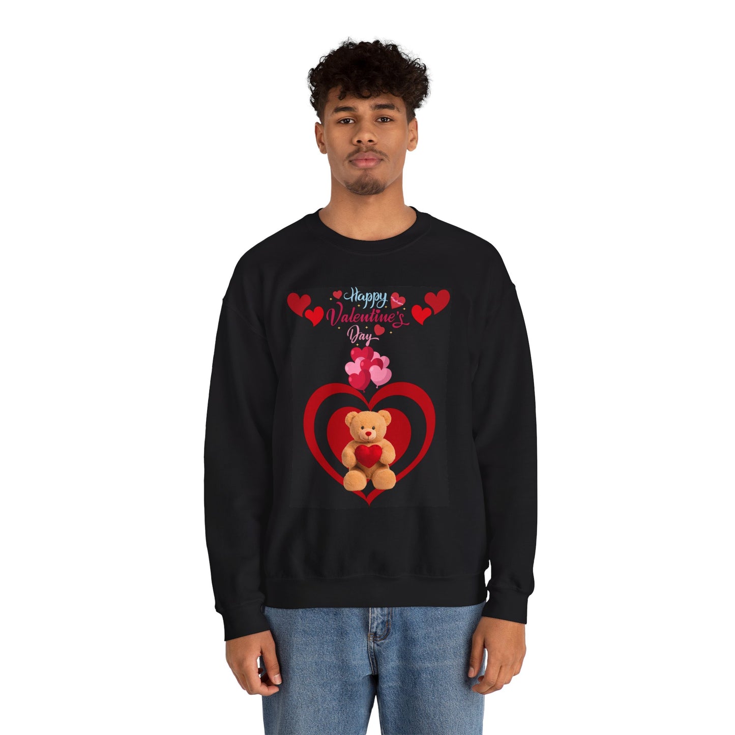 Valentine Teddy Heart Crewneck Sweatshirt