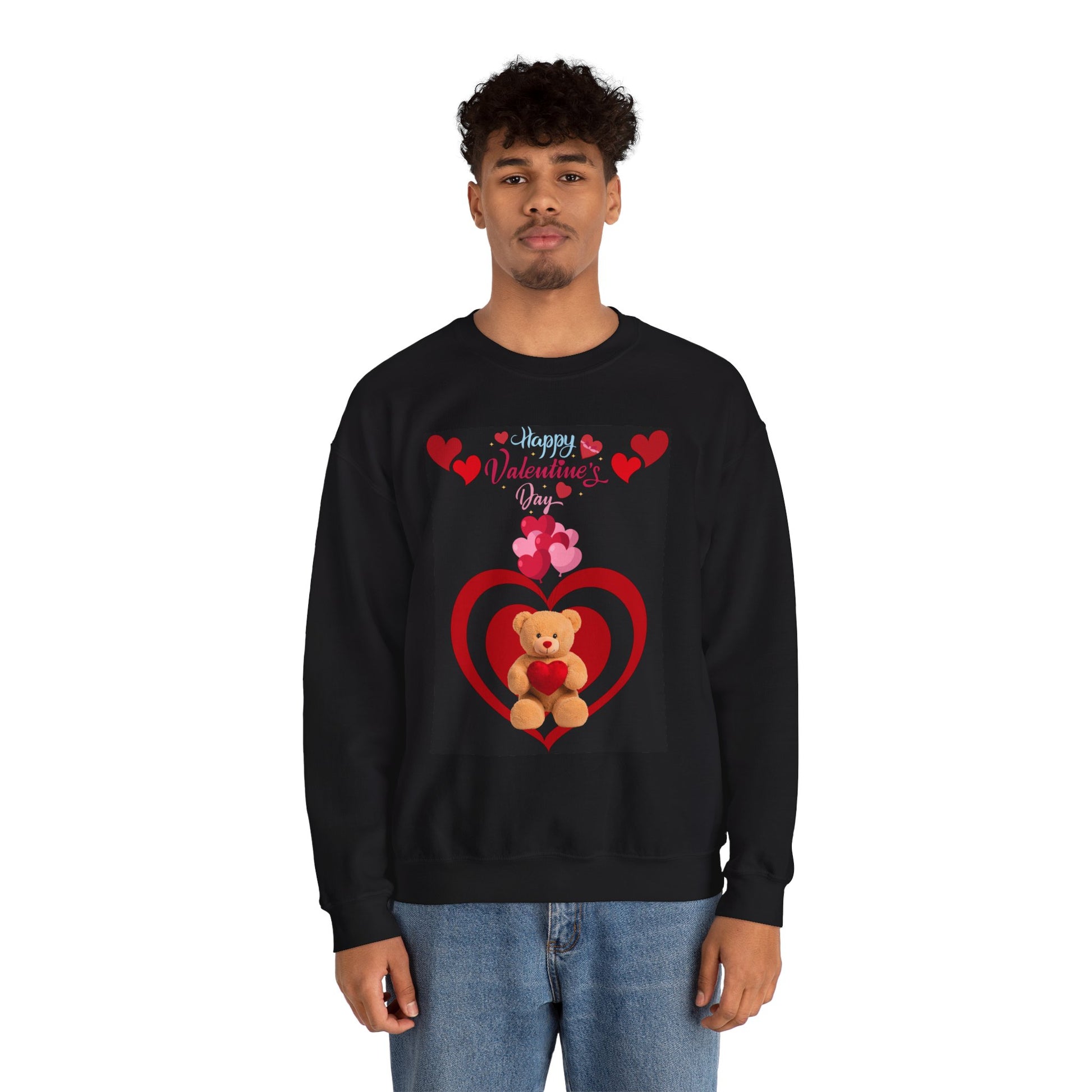 Valentine Teddy Heart Crewneck Sweatshirt