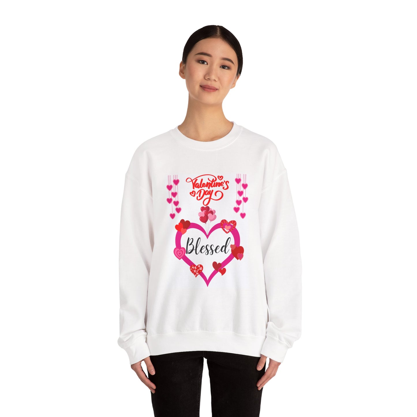 Valentine’s Day 'Blessed' Sweatshirt - Heart & Floral Crewneck
