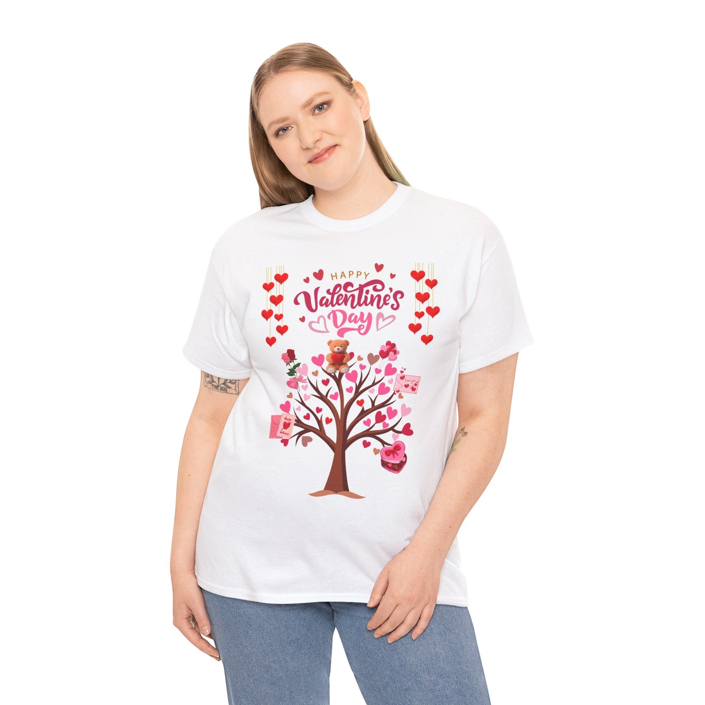 Valentine's Day Tree T-Shirt - Happy Valentine's Day Heart & Gift Design