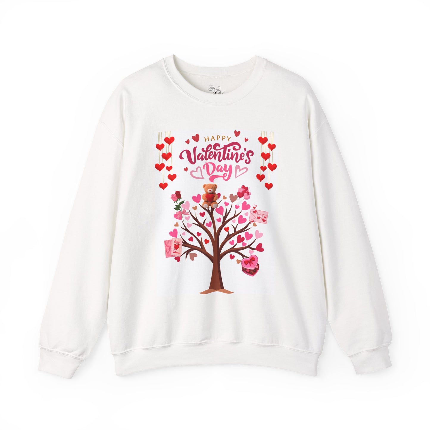 Valentine's Day Crewneck Sweatshirt — Happy Valentine's Day Tree Design