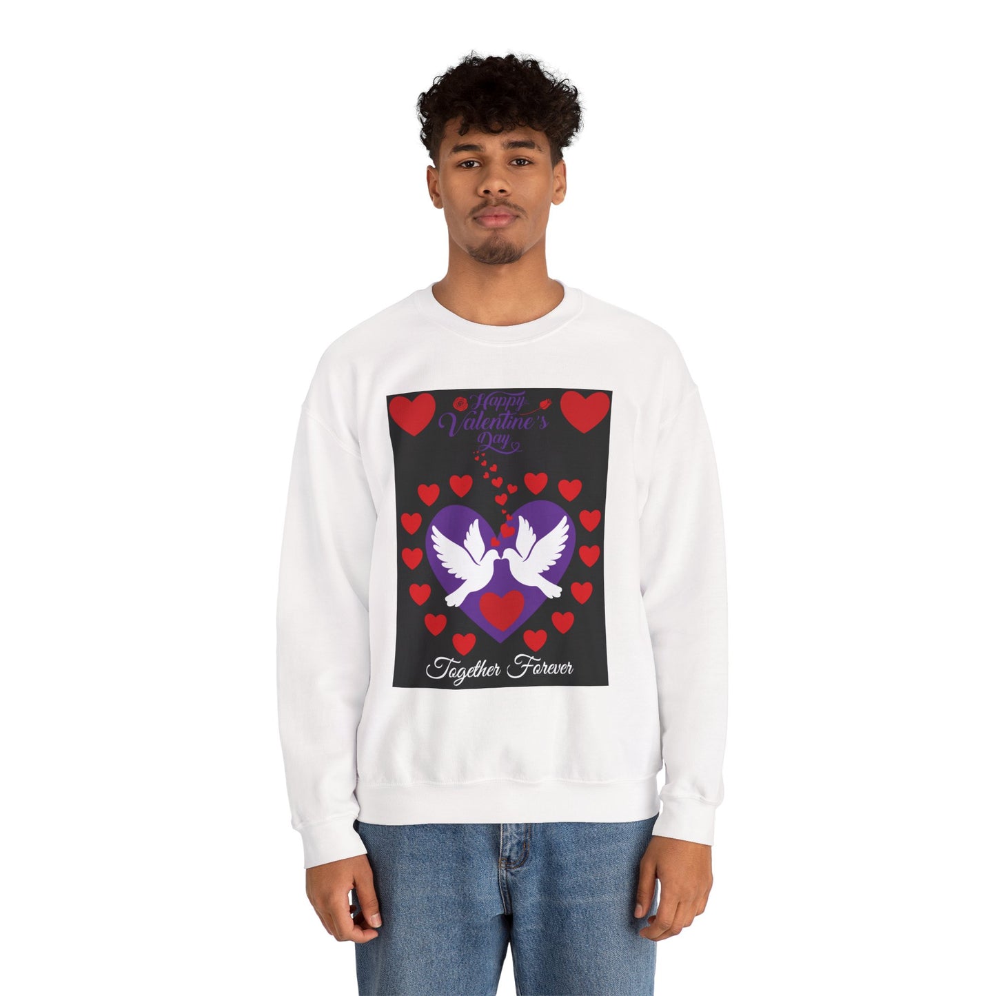 Valentine Dove Heart Crewneck Sweatshirt – "Together Forever" Love Design