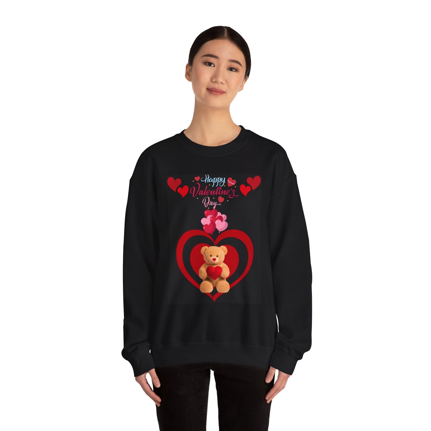 Valentine Teddy Heart Crewneck Sweatshirt