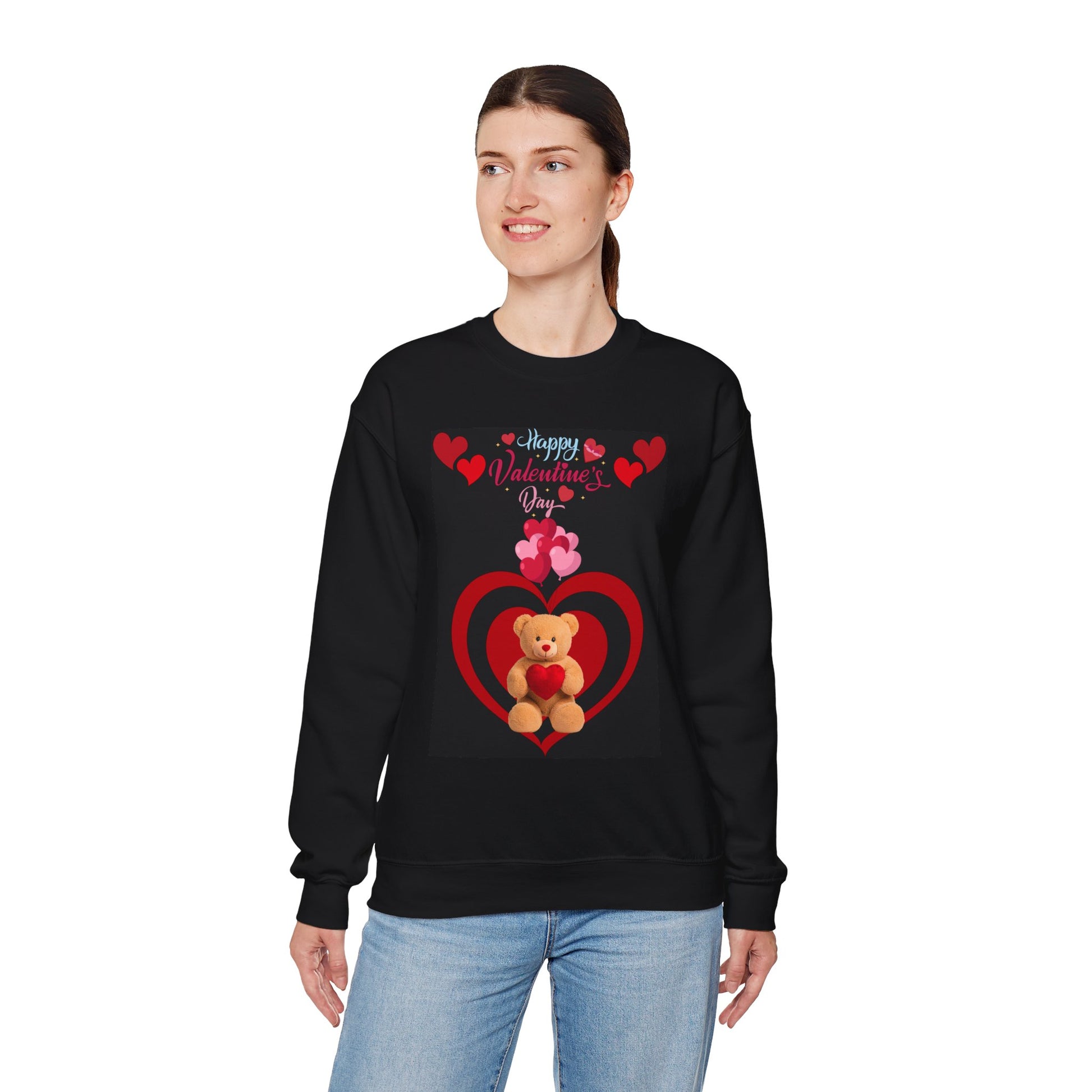 Valentine Teddy Heart Crewneck Sweatshirt