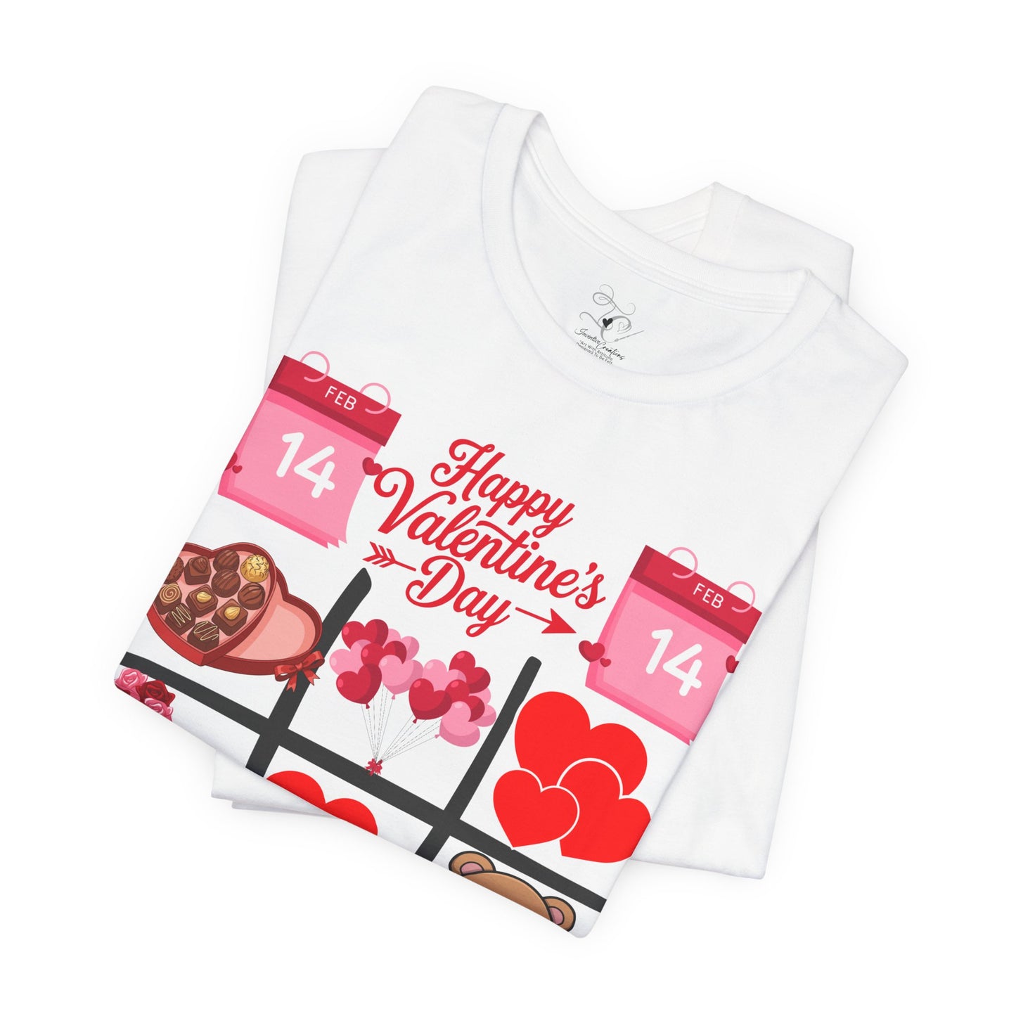 Valentine's Day Hearts Tee — Happy Valentine's Day with Teddy & Chocolates