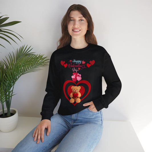 Valentine Teddy Heart Crewneck Sweatshirt