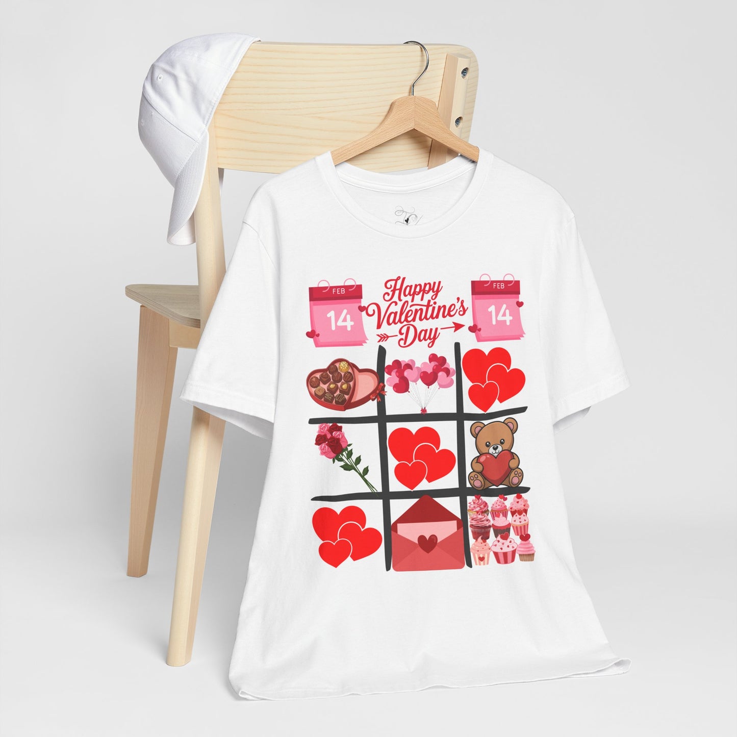 Valentine's Day Hearts Tee — Happy Valentine's Day with Teddy & Chocolates
