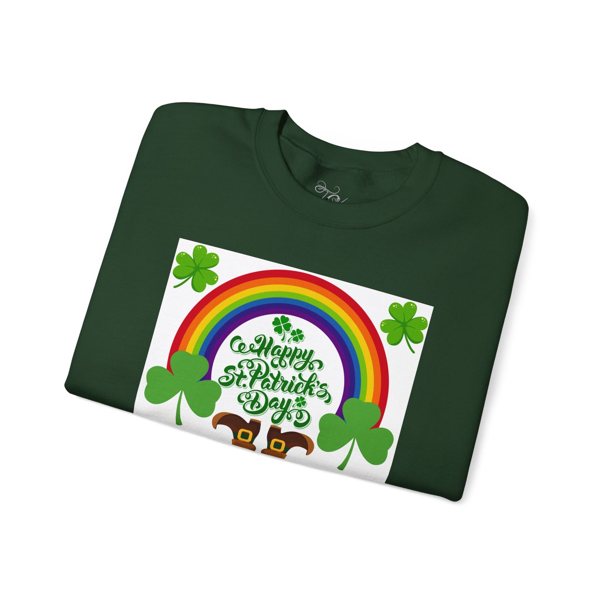St Patrics Day Rainbow & Pot of Gold Crewneck Sweatshirt