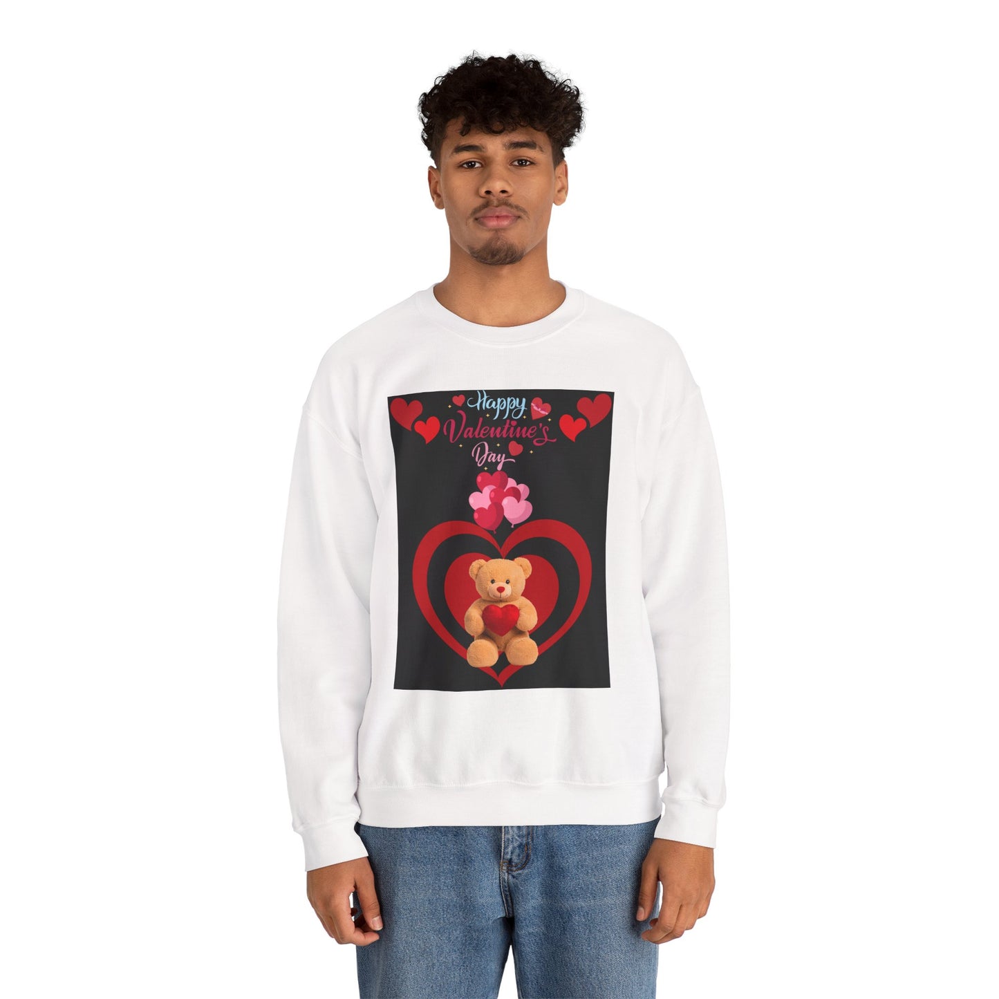 Valentine Teddy Heart Crewneck Sweatshirt