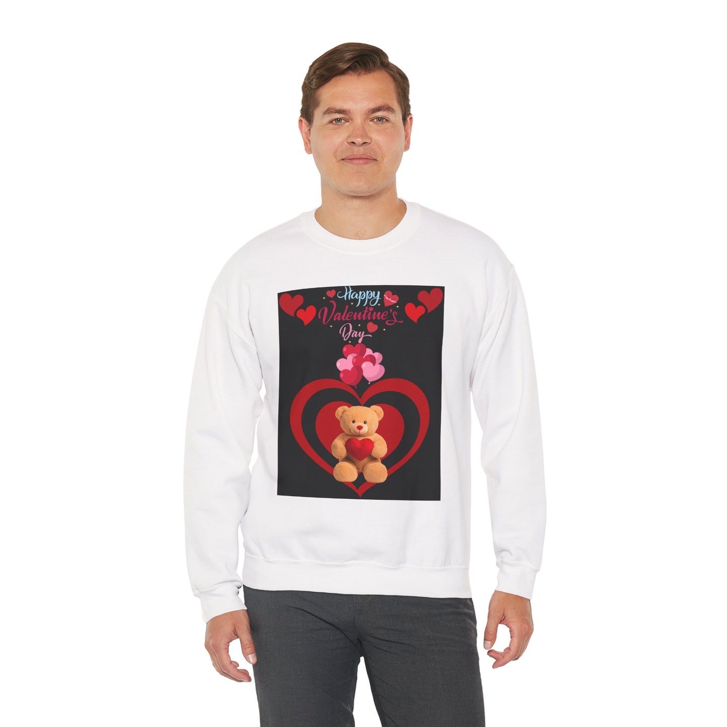 Valentine Teddy Heart Crewneck Sweatshirt