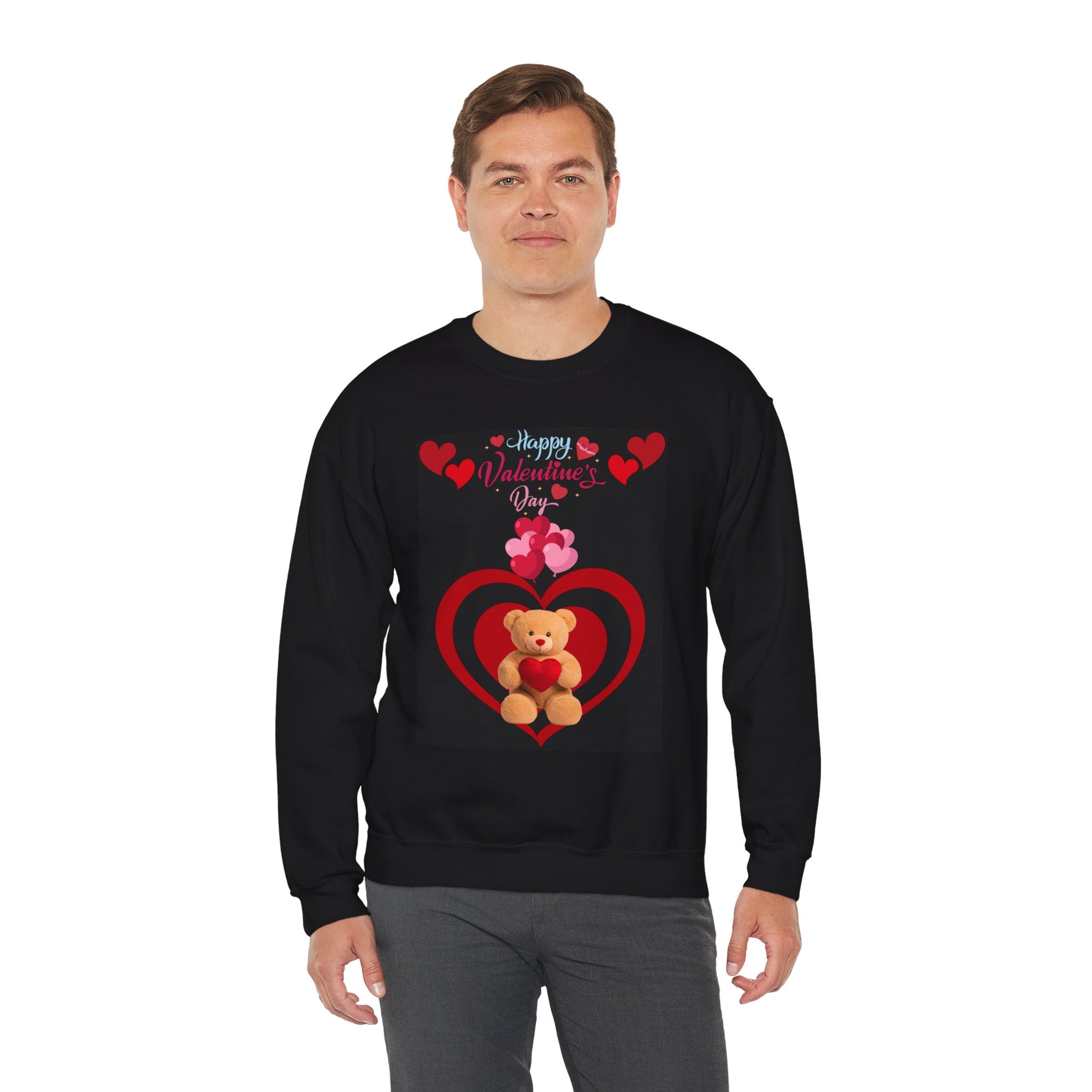 Valentine Teddy Heart Crewneck Sweatshirt