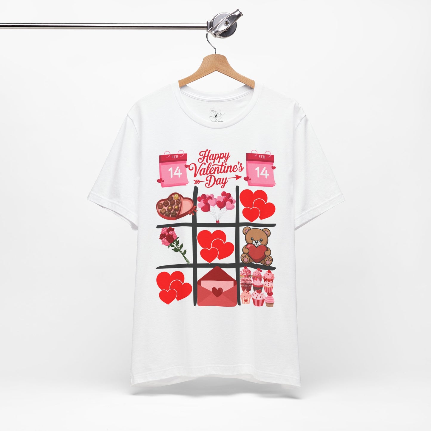 Valentine's Day Hearts Tee — Happy Valentine's Day with Teddy & Chocolates