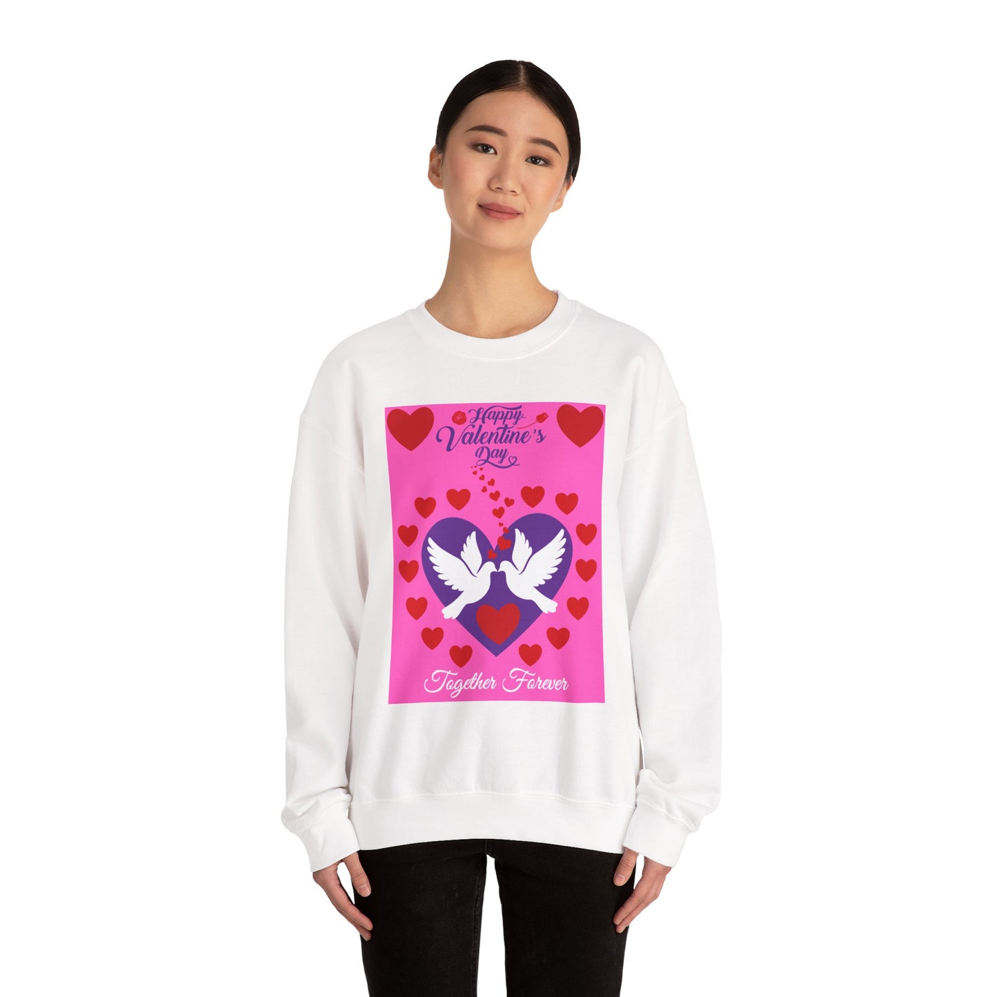 Together Forever Dove & Hearts Valentine's Day Crewneck Sweatshirt