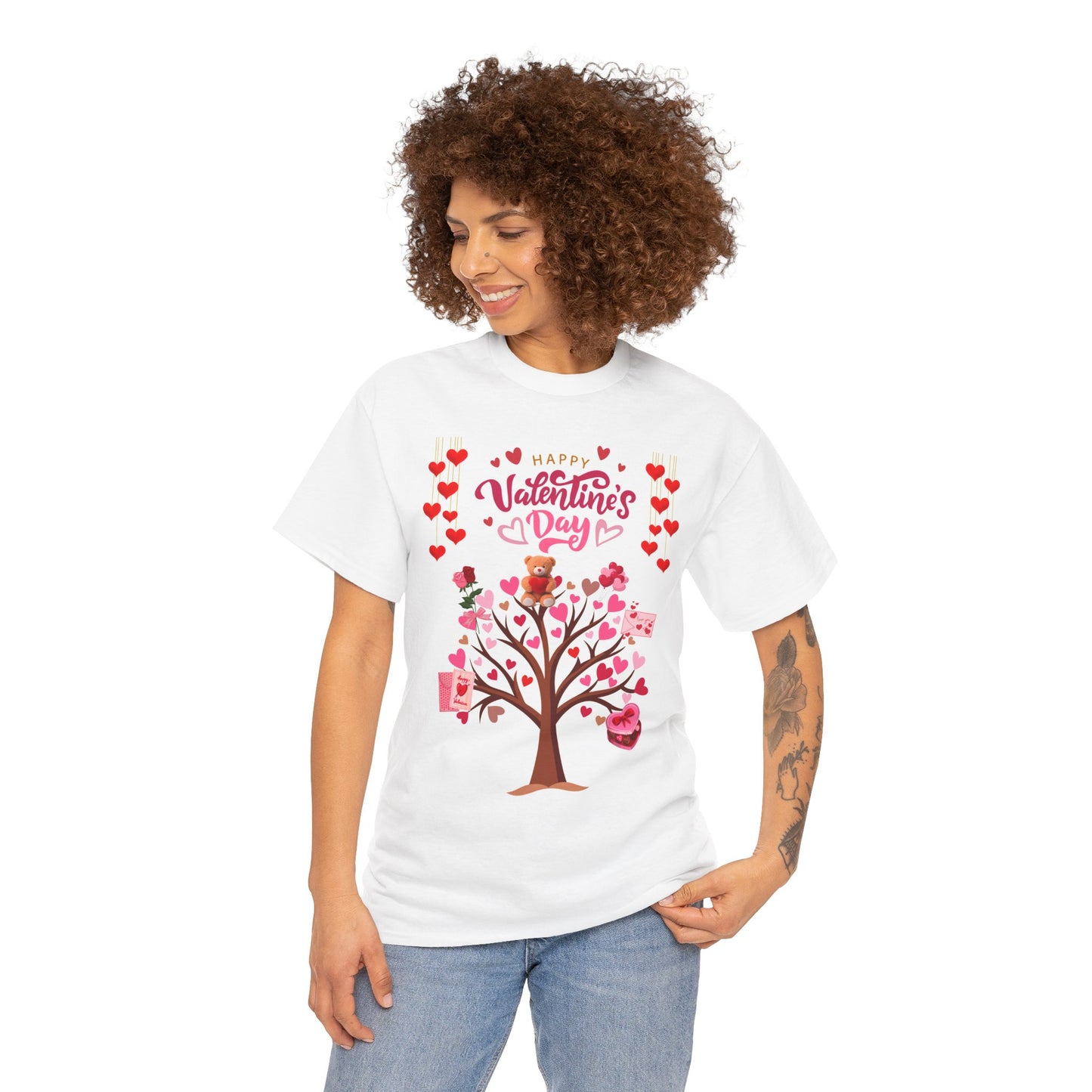 Valentine's Day Tree T-Shirt - Happy Valentine's Day Heart & Gift Design