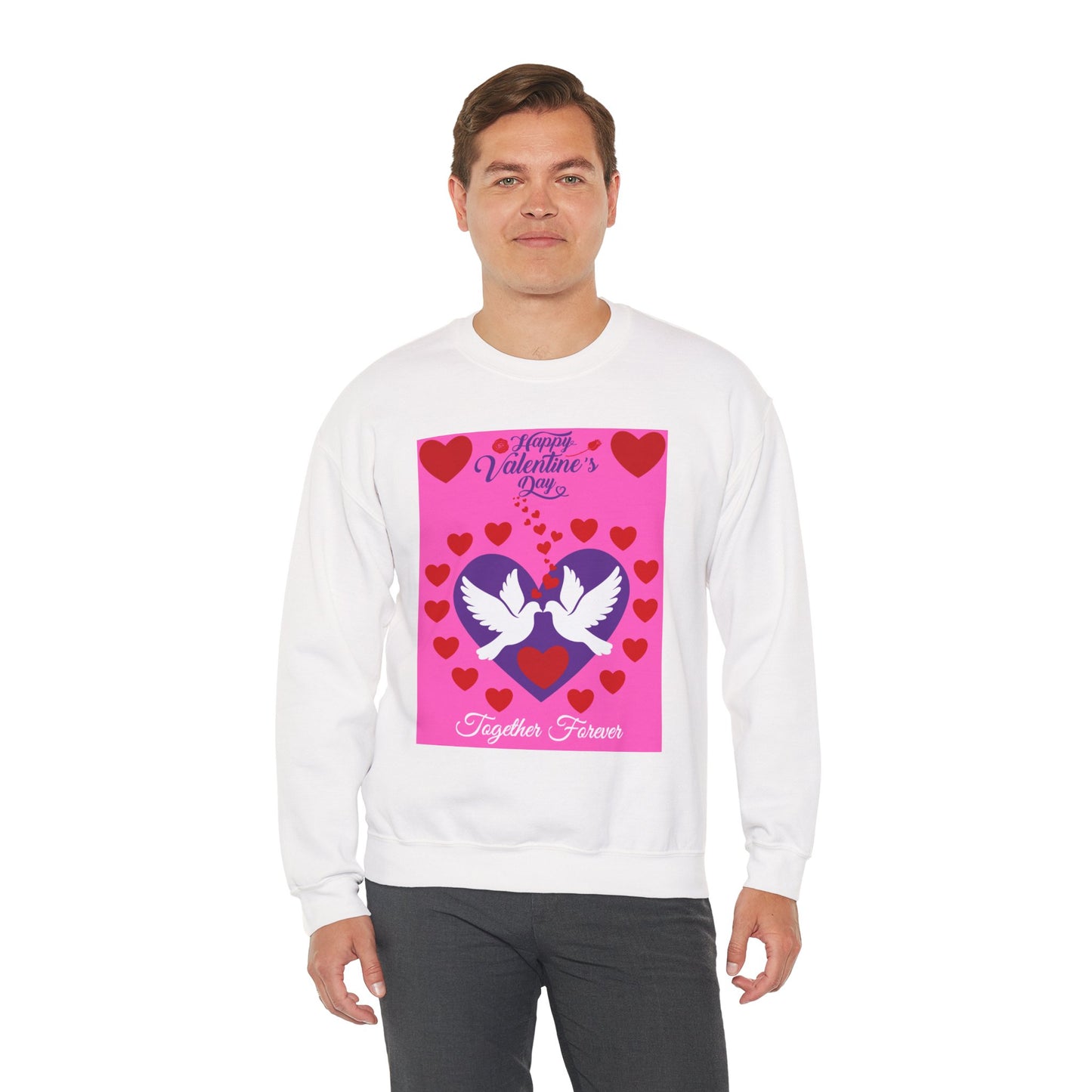 Together Forever Dove & Hearts Valentine's Day Crewneck Sweatshirt