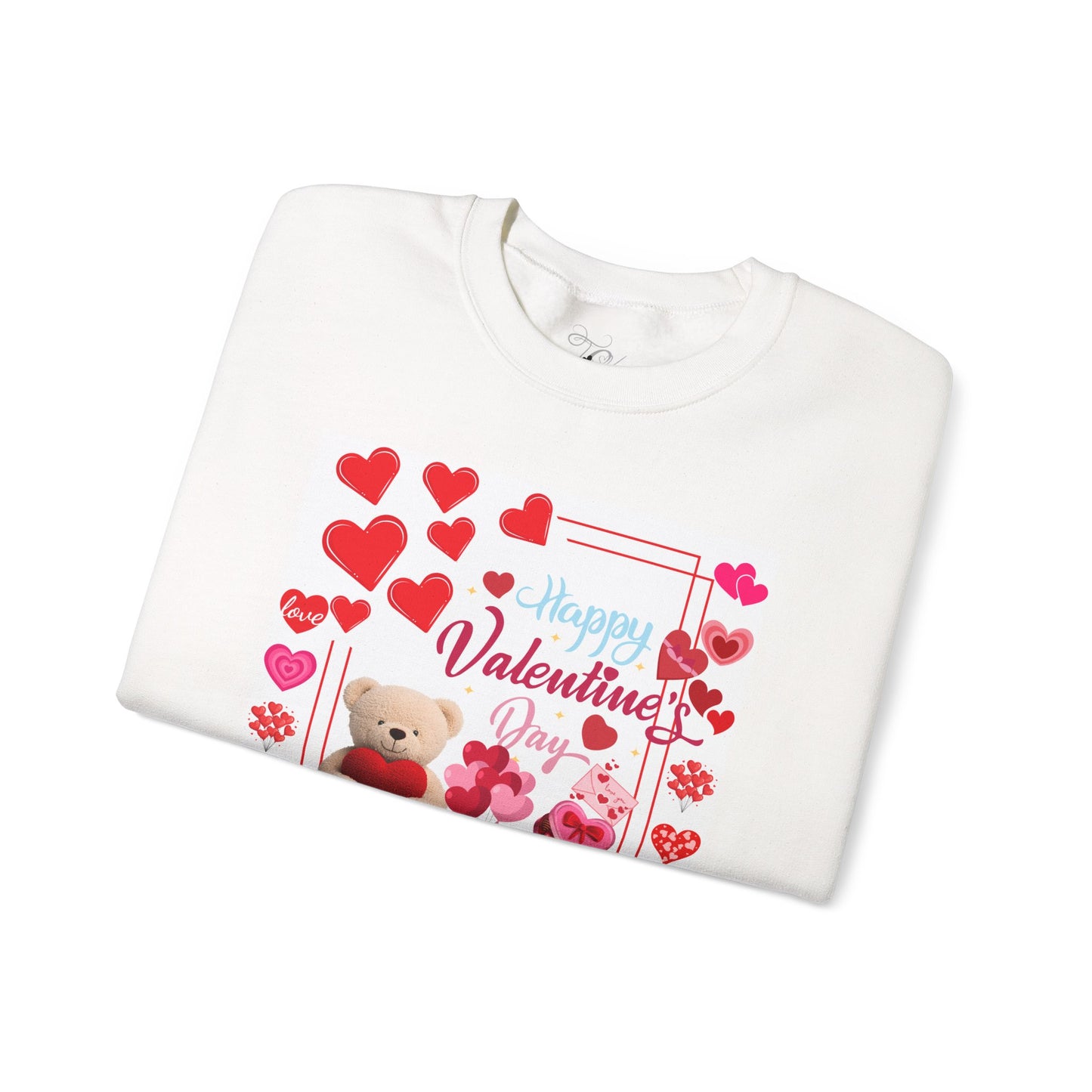 Valentine's Day Teddy Hearts Crewneck Sweatshirt