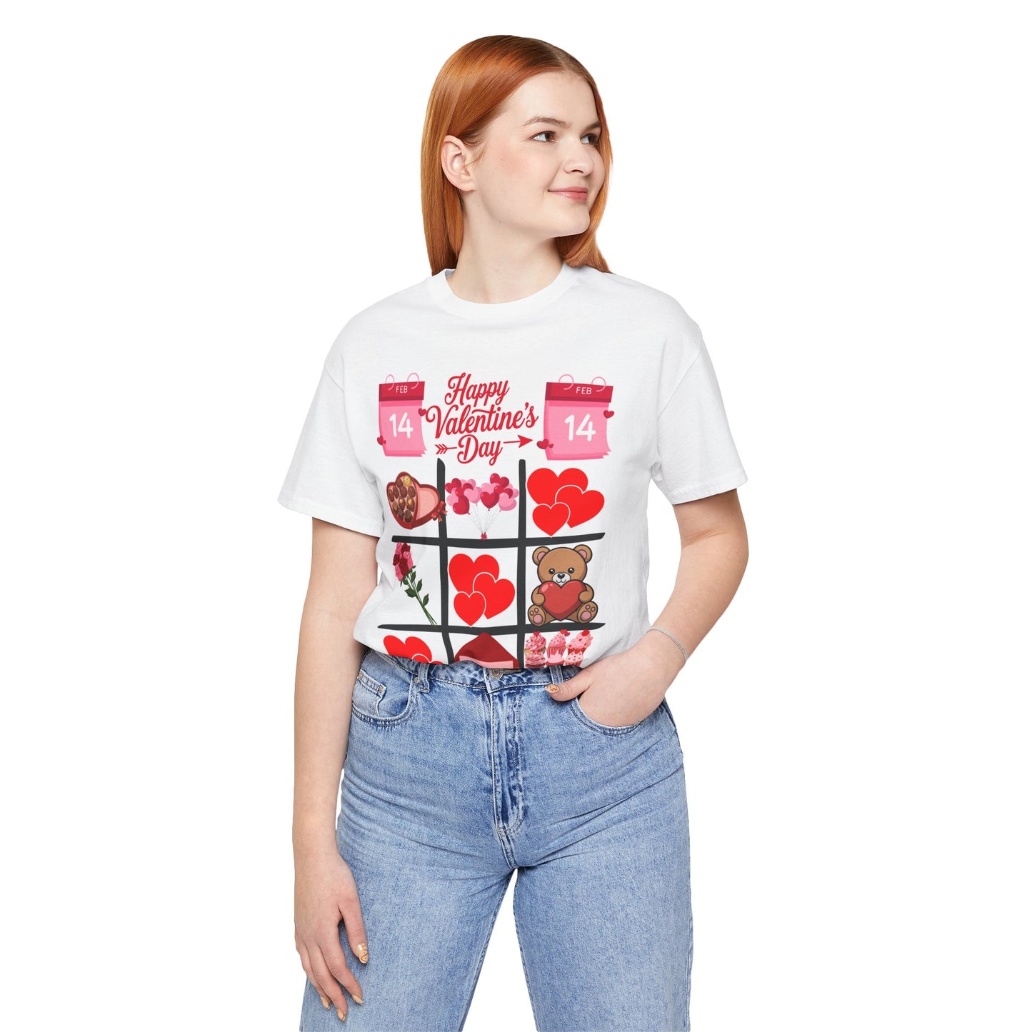 Valentine's Day Hearts Tee — Happy Valentine's Day with Teddy & Chocolates