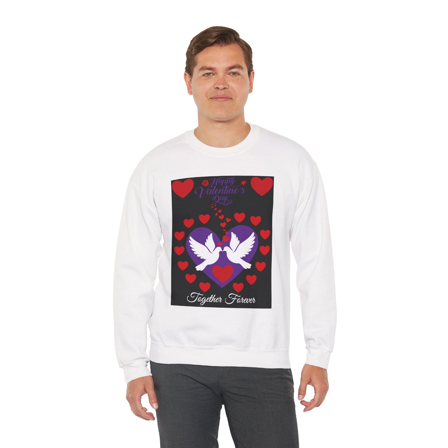 Valentine Dove Heart Crewneck Sweatshirt – "Together Forever" Love Design