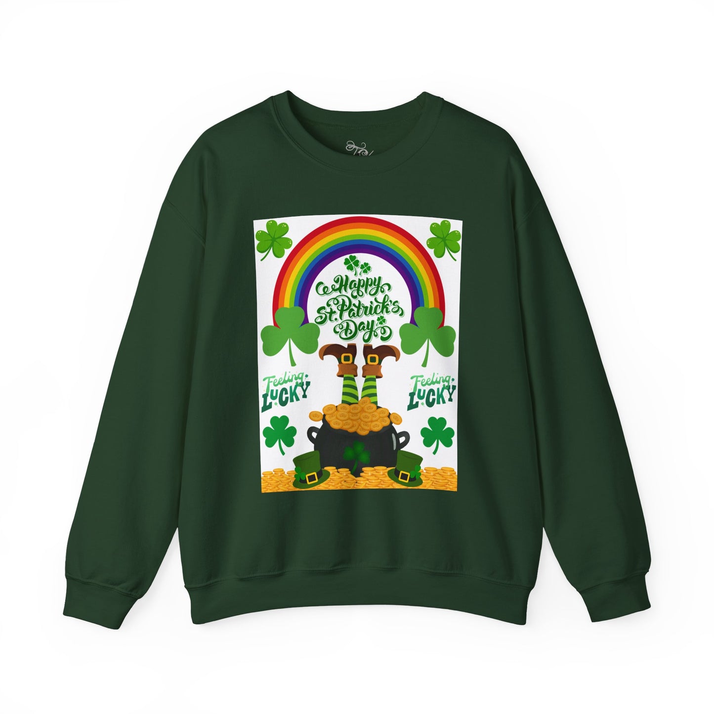 St Patrics Day Rainbow & Pot of Gold Crewneck Sweatshirt