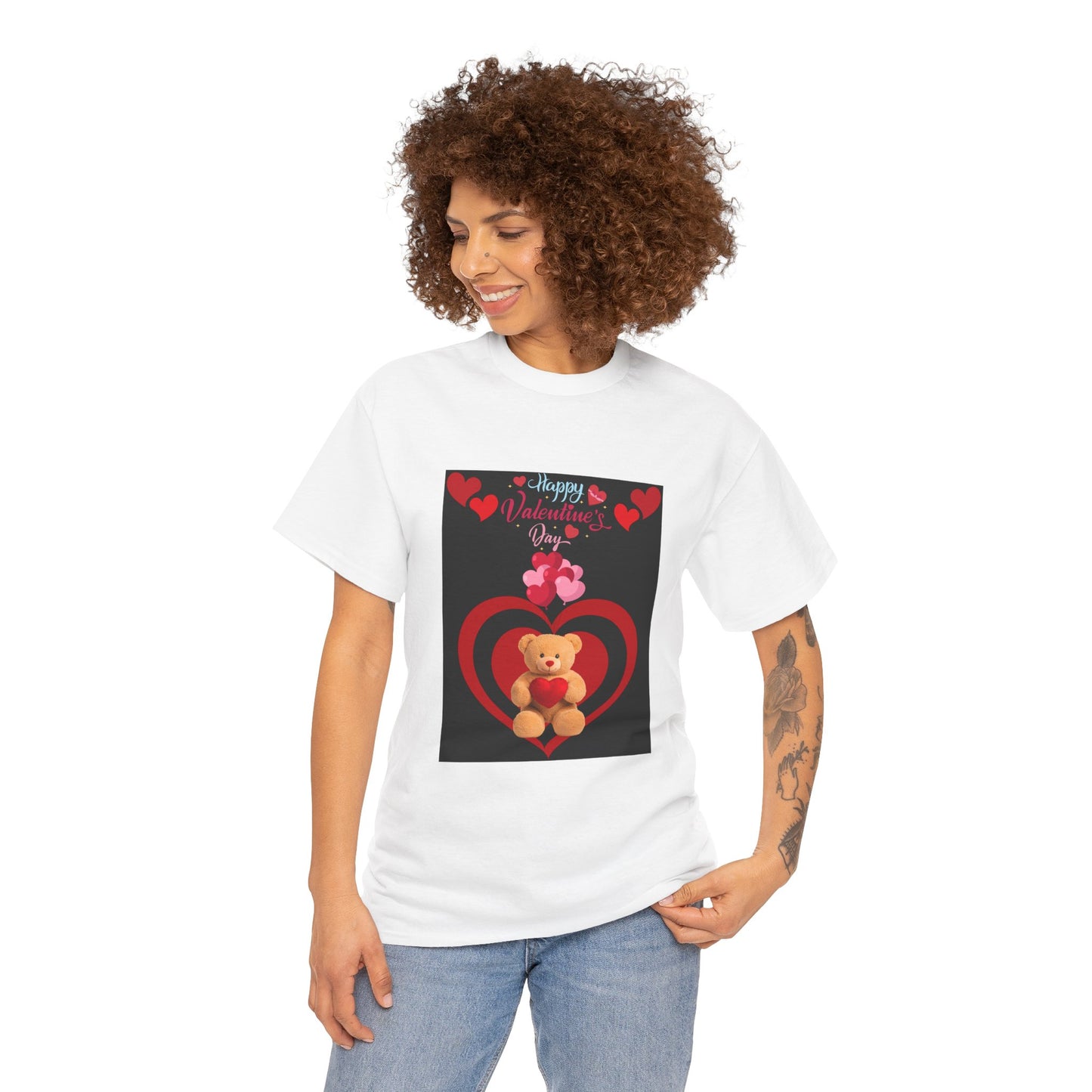 Valentine Teddy Bear Tee - Happy Valentine's Day Heart Graphic T-Shirt