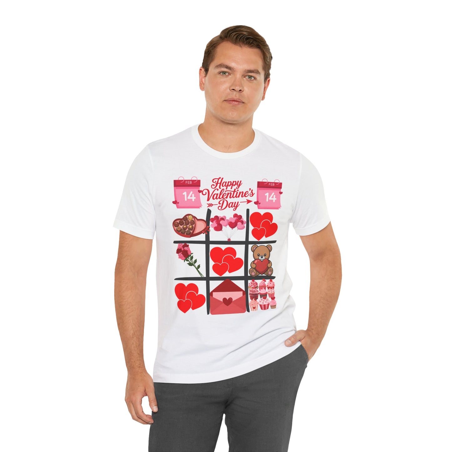 Valentine's Day Hearts Tee — Happy Valentine's Day with Teddy & Chocolates