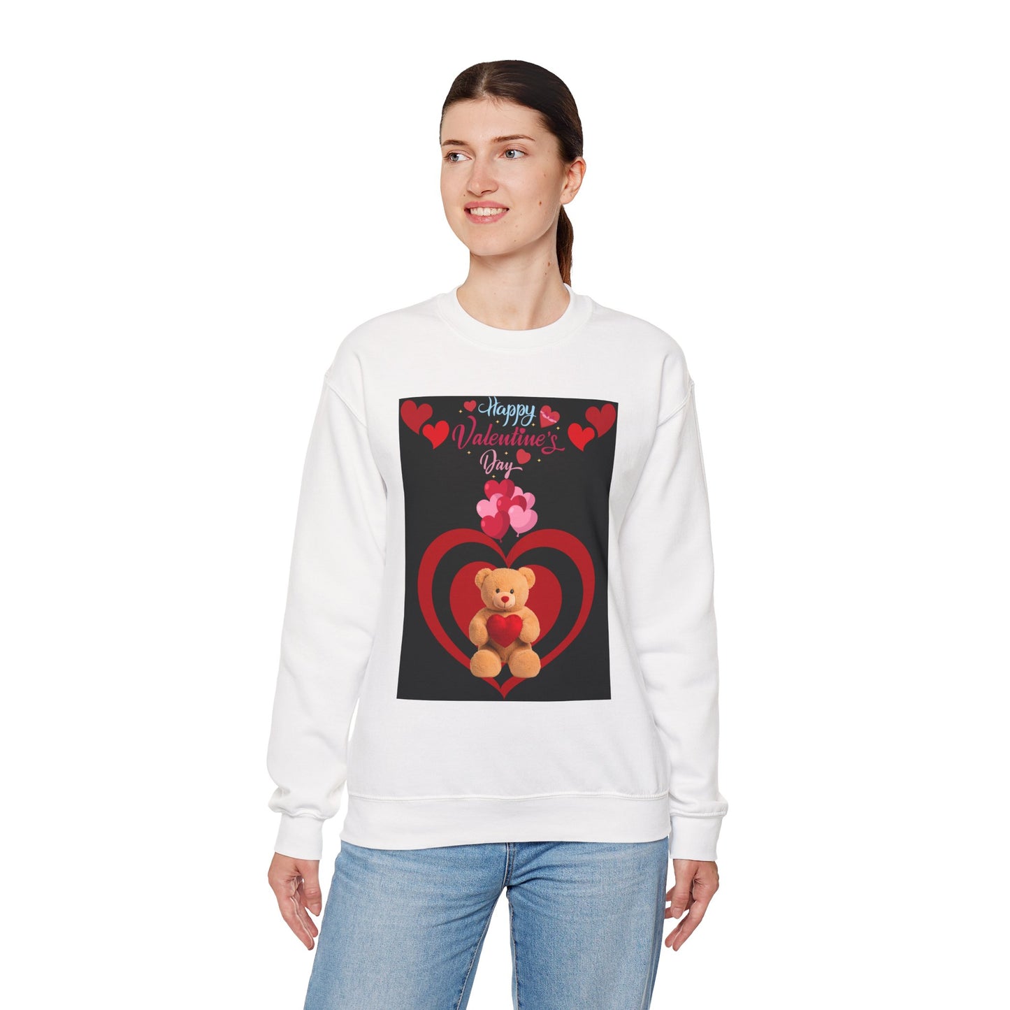 Valentine Teddy Heart Crewneck Sweatshirt