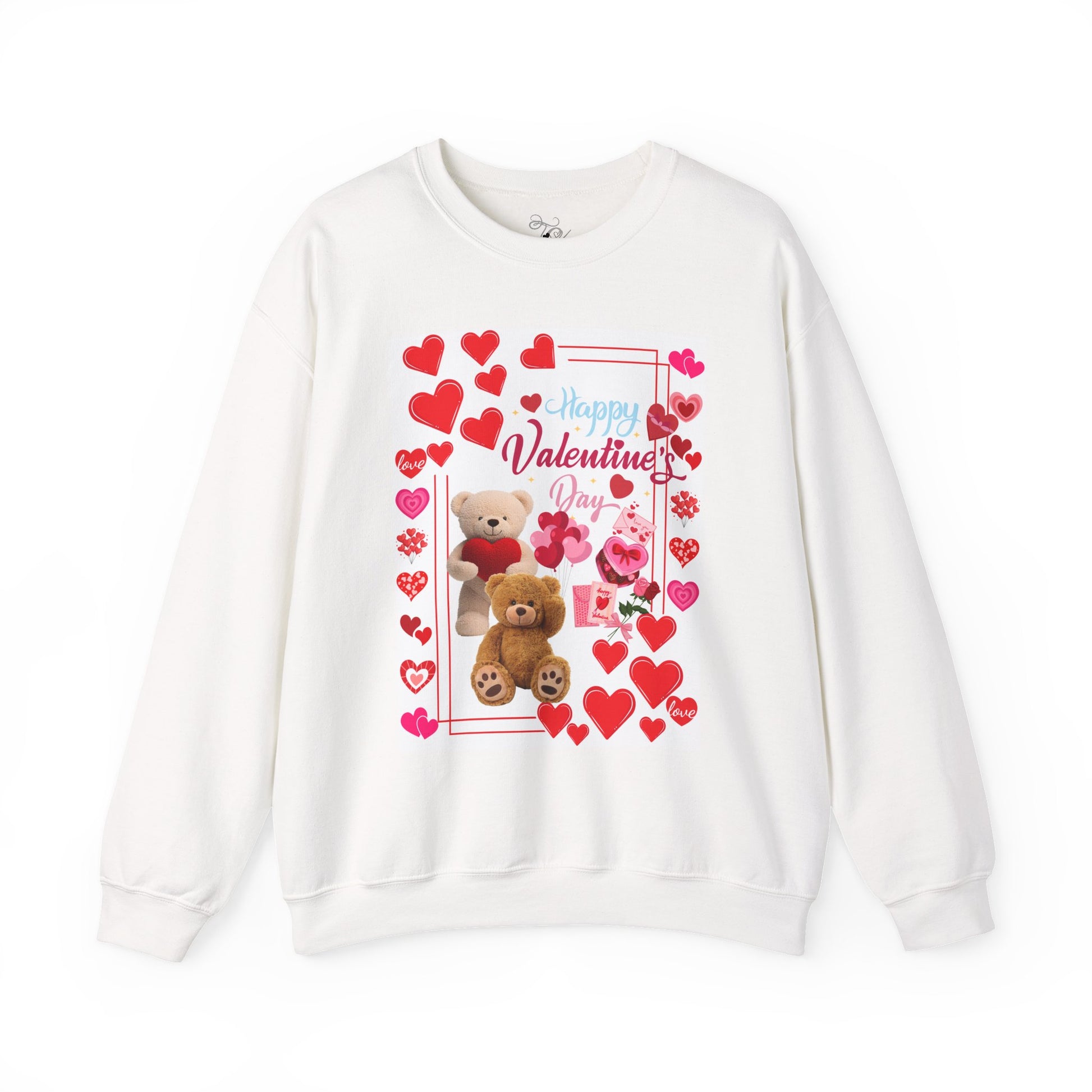 Valentine's Day Teddy Hearts Crewneck Sweatshirt