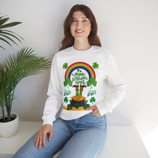St Patrics Day Rainbow & Pot of Gold Crewneck Sweatshirt