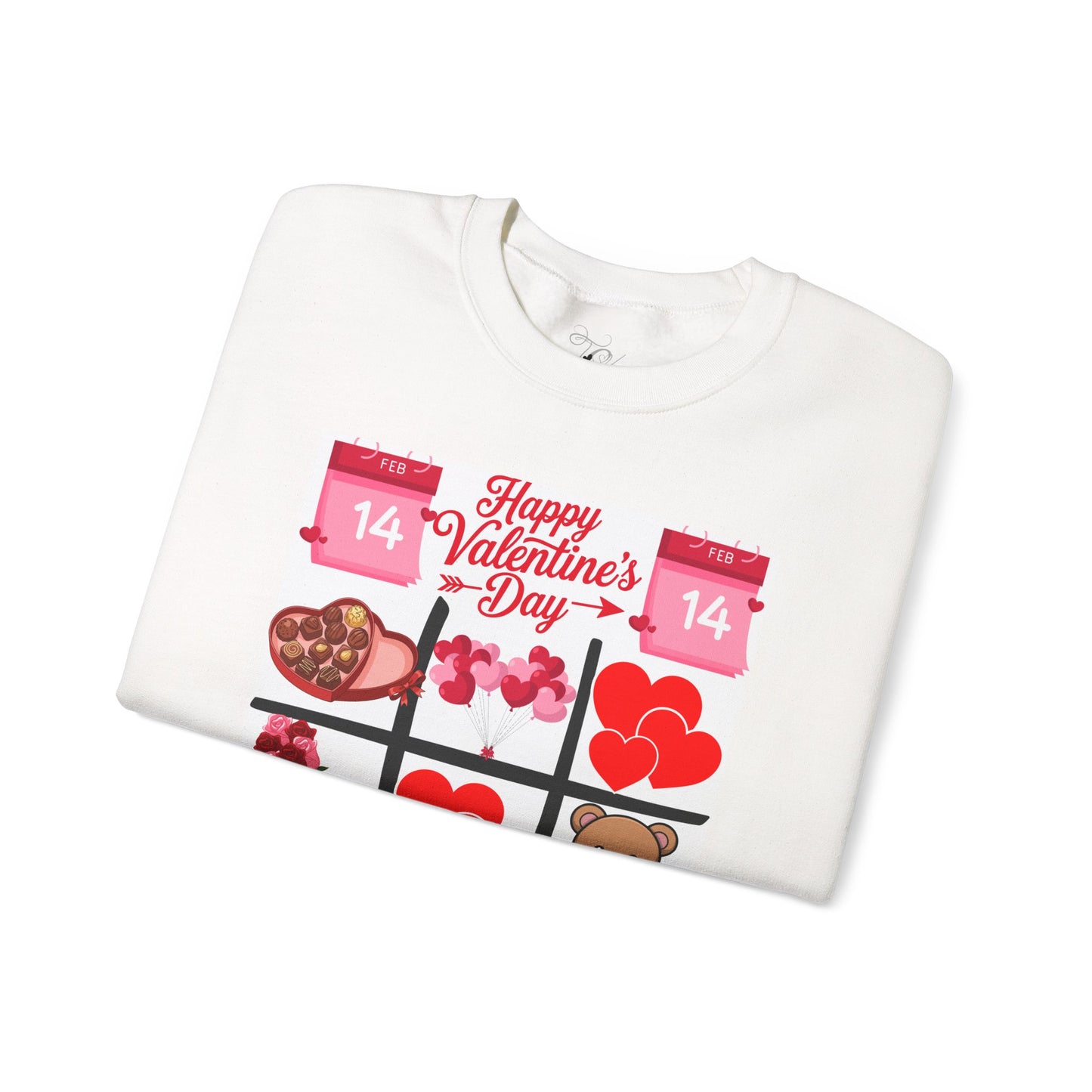 Valentine's Day Tic-Tac-Toe Sweatshirt — Happy Valentine’s Day Cute Hearts & Teddy